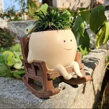 Smiling Face Planter on a Rocking Chair Base