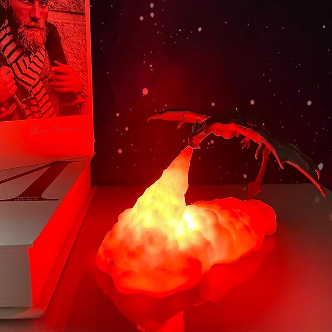 LED Dragon Lamp with Flame Effect, USB Powered, view 3