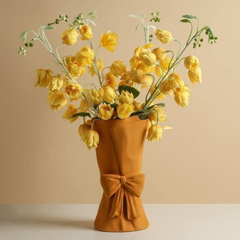 Bowknot Relief Porcelain Vase, Three Colors, view 5