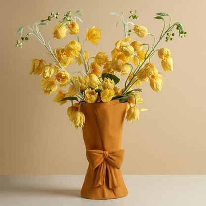 Bowknot Relief Porcelain Vase, Three Colors, view 5