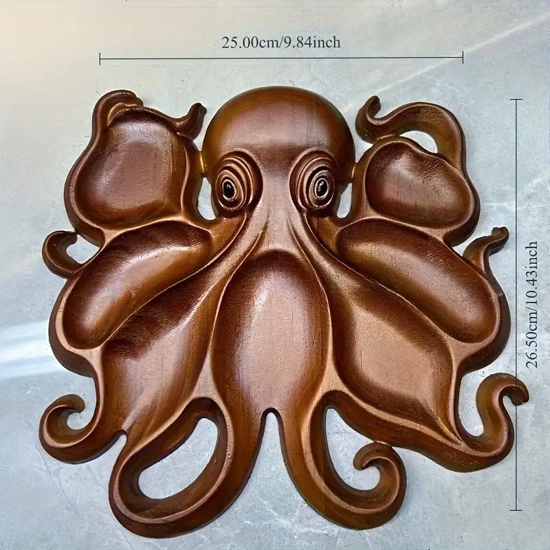 Octopus Charcuterie Board, 10 in Carved Wood, view 4