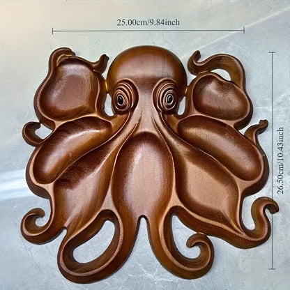 Octopus Charcuterie Board, 10 in Carved Wood, view 4