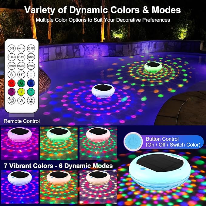 Solar Floating Pool Light, 6.7 in, with Remote, view 2