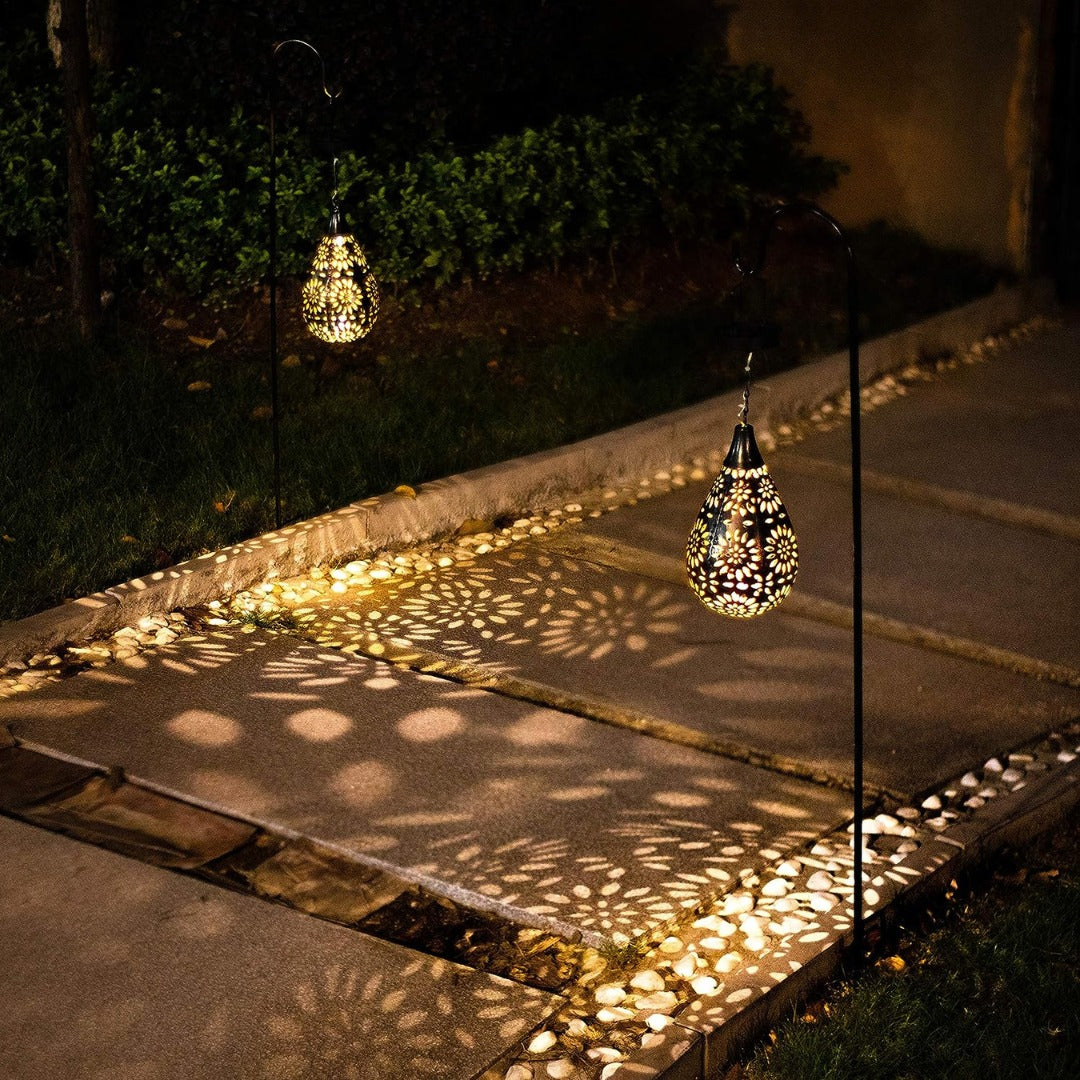 Solar Garden Lantern in Cut Stainless Steel, view 2