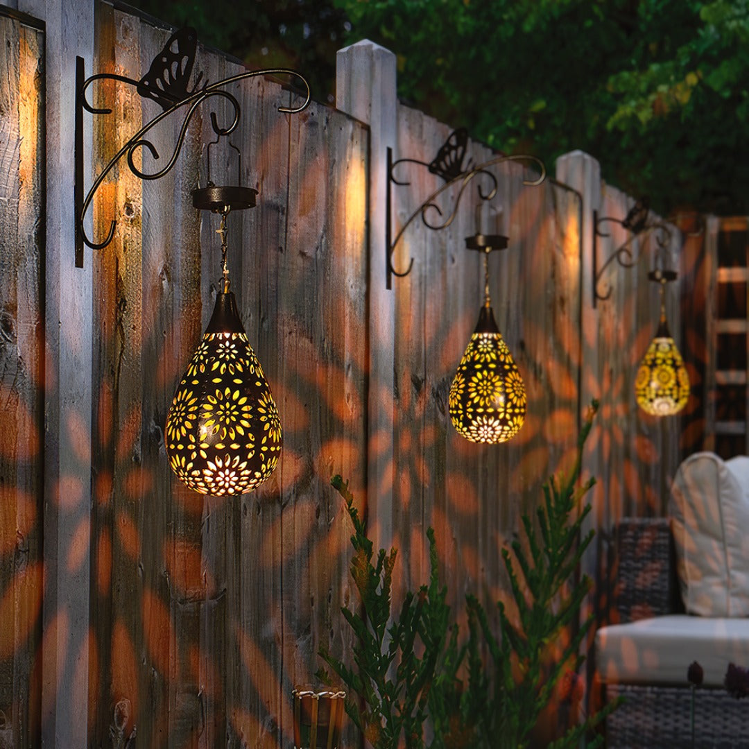 Solar Garden Lantern in Cut Stainless Steel, view 4