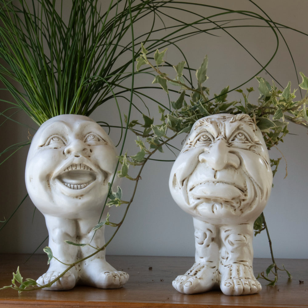 Resin Face Planter with Drainage Hole, Six Characters, view 5