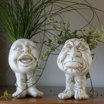 Resin Face Planter with Drainage Hole, Six Characters, view 5