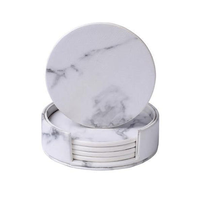 Marbled Vegan Leather Coaster Set with Caddy, view 11