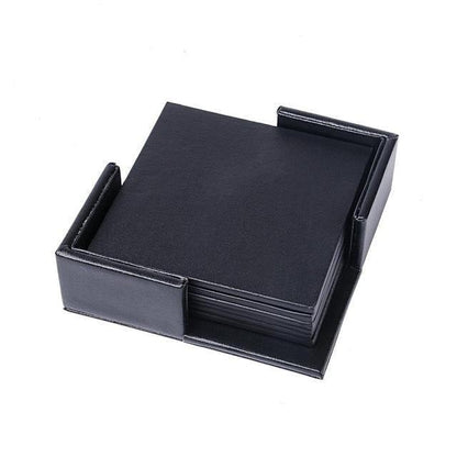 Marbled Vegan Leather Coaster Set with Caddy, view 9