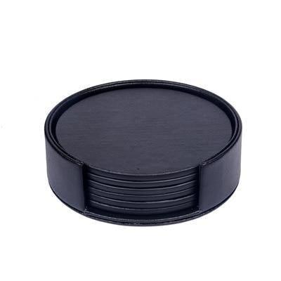 Marbled Vegan Leather Coaster Set with Caddy, view 10