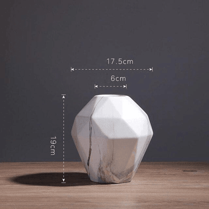 Faceted Ceramic Vases with a Marbled Finish, Five Sizes, view 22
