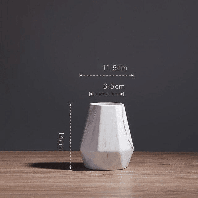 Faceted Ceramic Vases with a Marbled Finish, Five Sizes, view 17