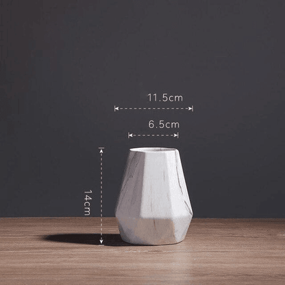 Faceted Ceramic Vases with a Marbled Finish, Five Sizes, view 17