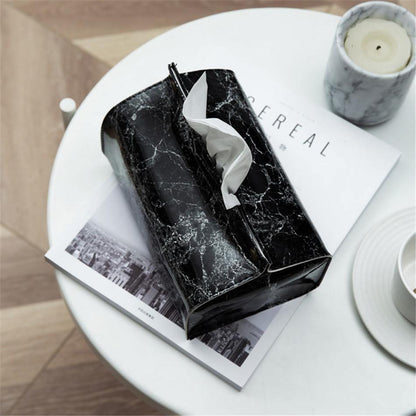 Marbled Vegan Leather Tissue Holder with Button Closure, view 3