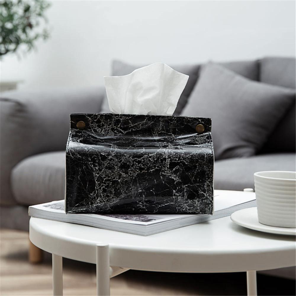 Marbled Vegan Leather Tissue Holder with Button Closure, view 4