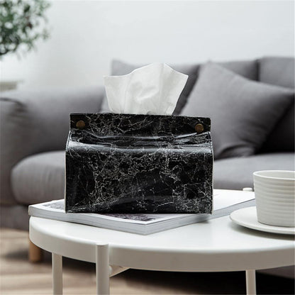 Marbled Vegan Leather Tissue Holder with Button Closure, view 4