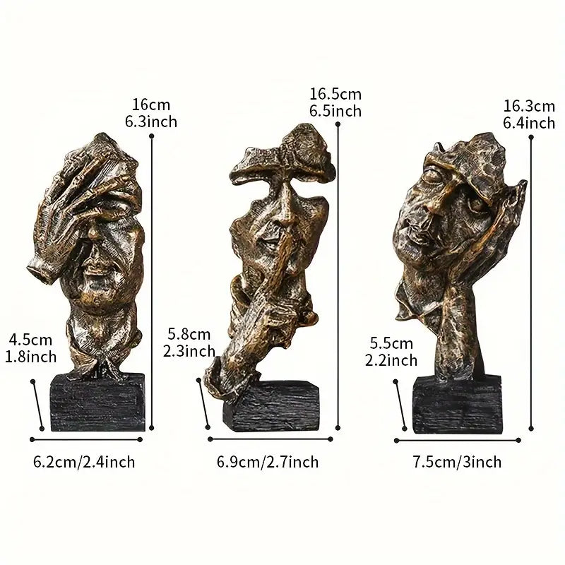 Abstract Face Sculptures on Black Bases, Single or Set, view 16