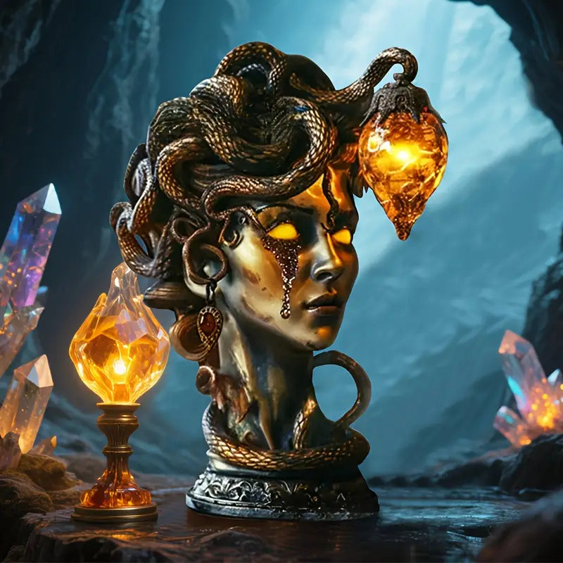 Medusa Head Resin Night Lamp with Amber Light