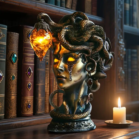 Medusa Head Resin Night Lamp with Amber Light, view 2