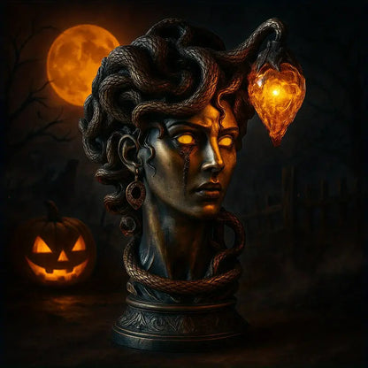 Medusa Head Resin Night Lamp with Amber Light, view 3