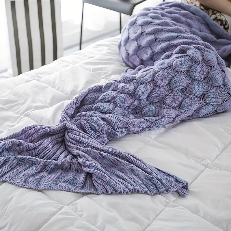 Knitted Mermaid Tail Blanket, Two Sizes
