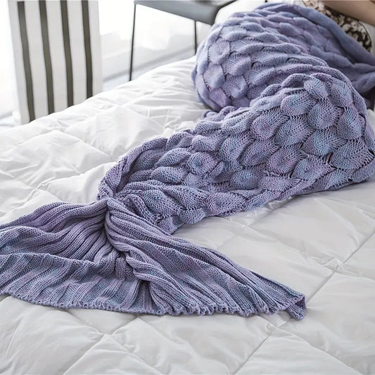 Knitted Mermaid Tail Blanket, Two Sizes