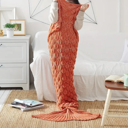 Knitted Mermaid Tail Blanket, Two Sizes, view 7