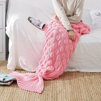 Knitted Mermaid Tail Blanket, Two Sizes, view 4