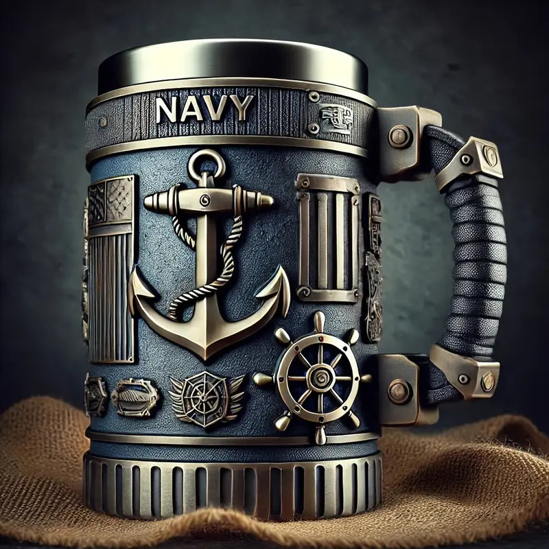 Sculpted Military Tankard Mug with Steel Liner