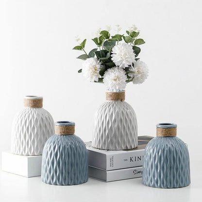 Textured Ceramic Vase with Origami Fold Pattern