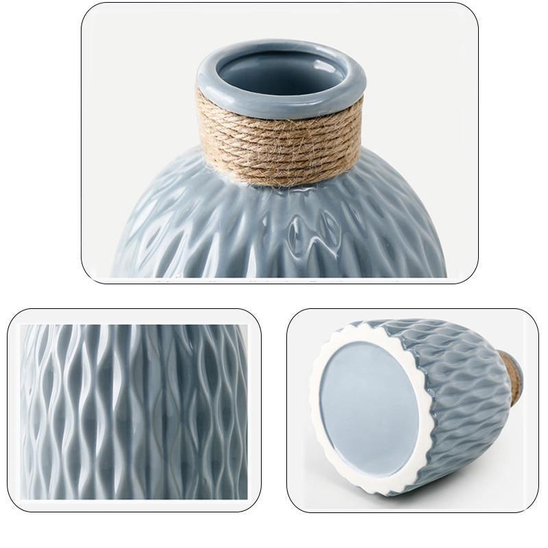 Textured Ceramic Vase with Origami Fold Pattern, view 7