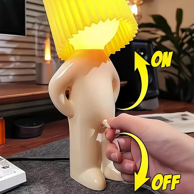 Novelty Naked Man Table Lamp with Pleated Shade, view 5