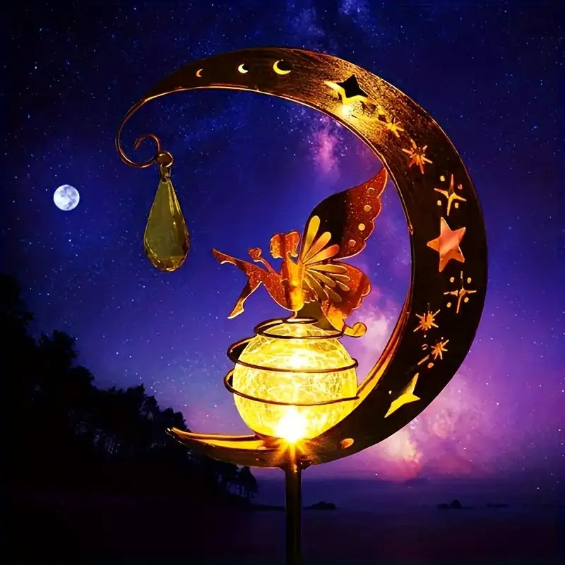 Solar Fairy on a Crescent Moon Garden Stake Light, view 11