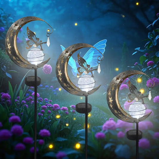 Solar Fairy on a Crescent Moon Garden Stake Light