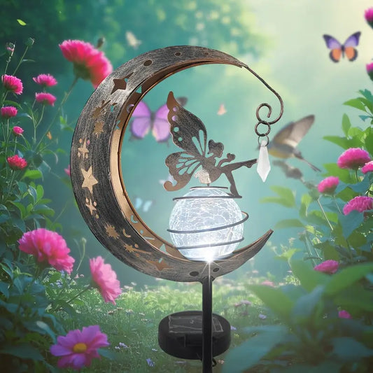 Solar Fairy on a Crescent Moon Garden Stake Light, view 2
