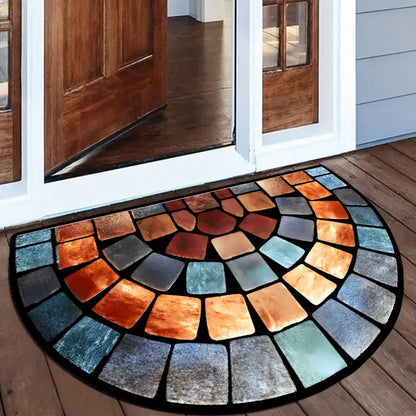 Half Moon Mosaic Print Rug, Machine Washable, view 5