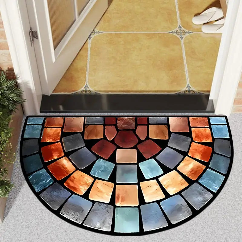 Half Moon Mosaic Print Rug, Machine Washable, view 9