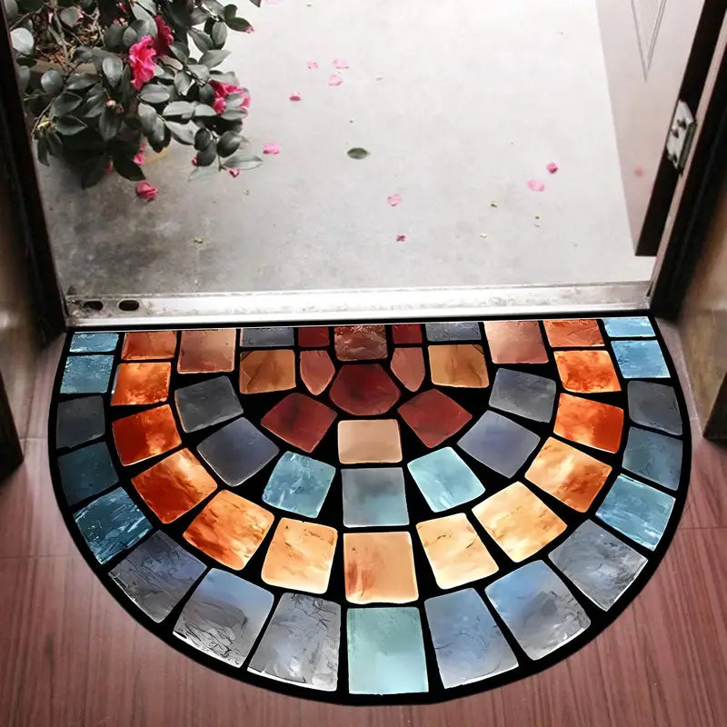 Half Moon Mosaic Print Rug, Machine Washable, view 10