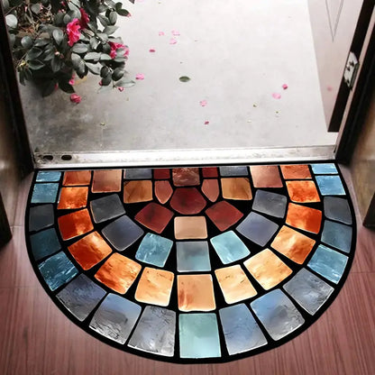 Half Moon Mosaic Print Rug, Machine Washable, view 10