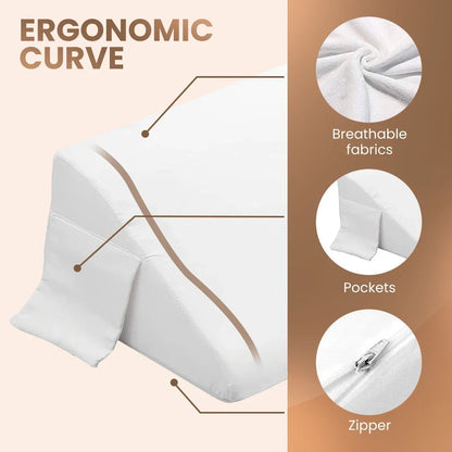 Headboard Gap Filler Wedge Pillow with Side Pockets, view 3