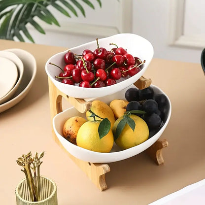 Two or Three Tier Fruit Stand with Wooden Handle, view 6