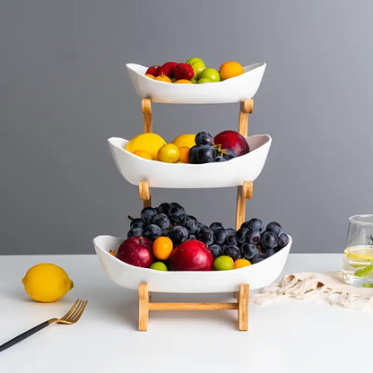 Two or Three Tier Fruit Stand with Wooden Handle, view 9