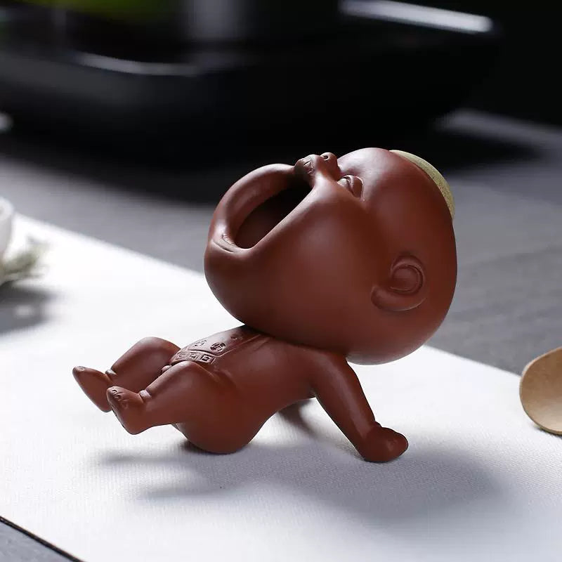 Yixing Clay Tea Strainer Figure, Brown or Black, view 2