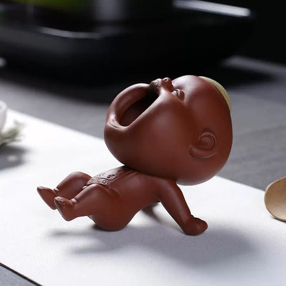 Yixing Clay Tea Strainer Figure, Brown or Black, view 2