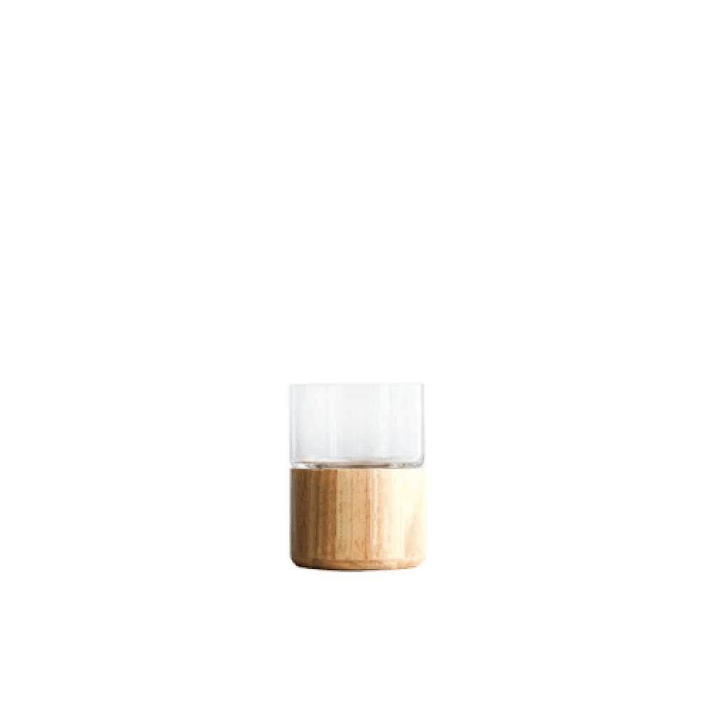 Green or Clear Glass Vase on a Wood Base, Five Sizes, view 11