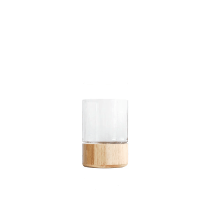 Green or Clear Glass Vase on a Wood Base, Five Sizes, view 15
