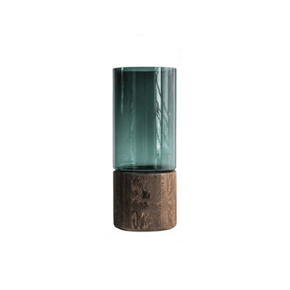 Green or Clear Glass Vase on a Wood Base, Five Sizes, view 12