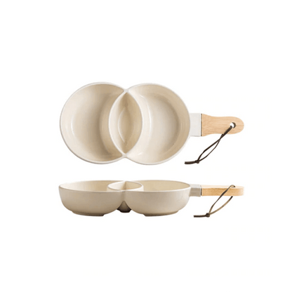 Ceramic Snack Tray with a Wooden Handle, 12 Inches, view 6