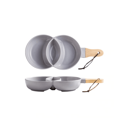 Ceramic Snack Tray with a Wooden Handle, 12 Inches, view 8