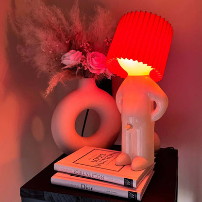 Novelty Naked Man Table Lamp with Pleated Shade, view 3